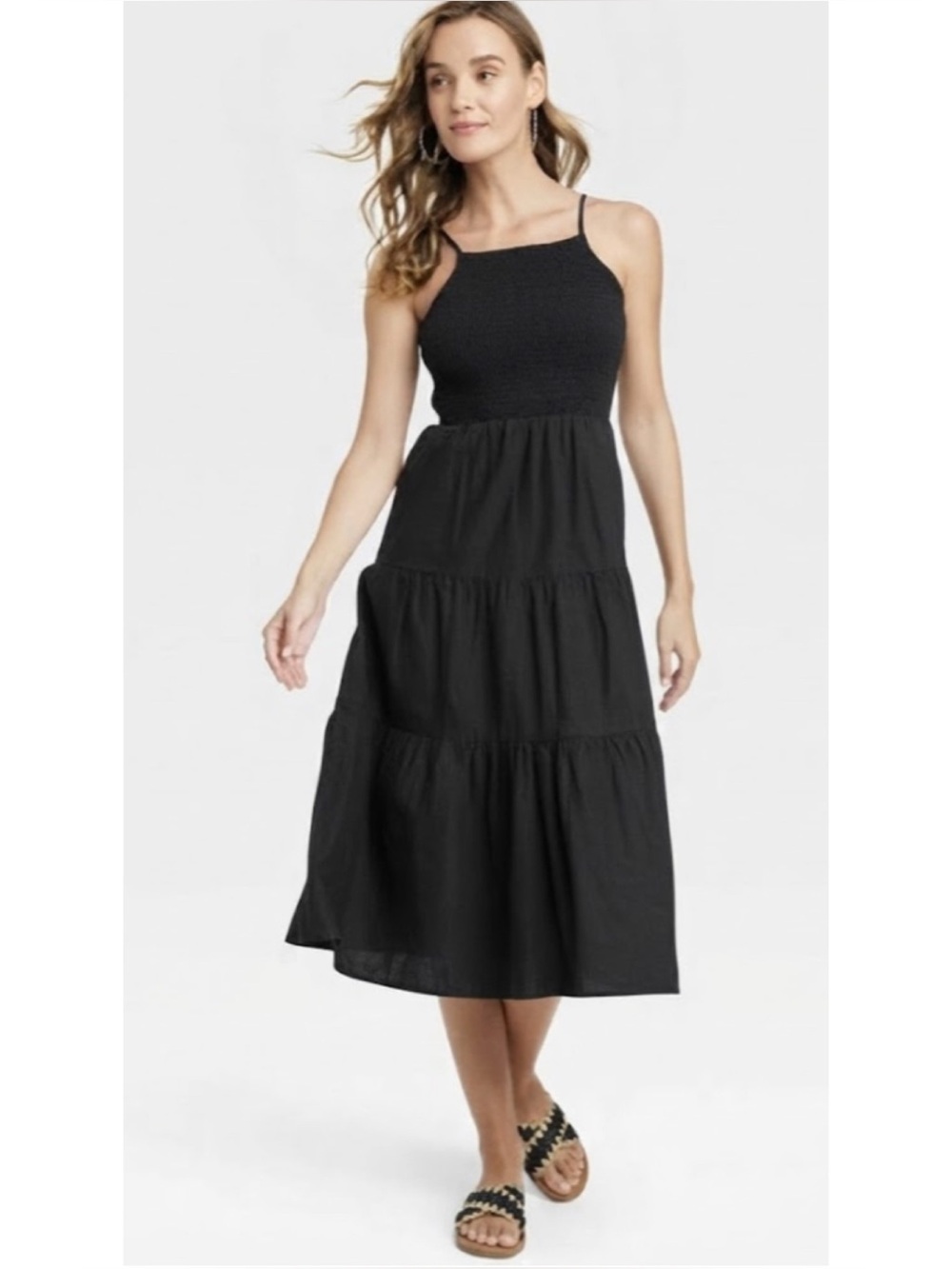 Universal Thread Smocked Squareneck Midi Tiered Sundress